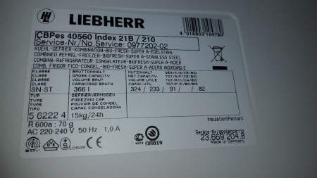 Liebherr šaldytuvo lipdukas
